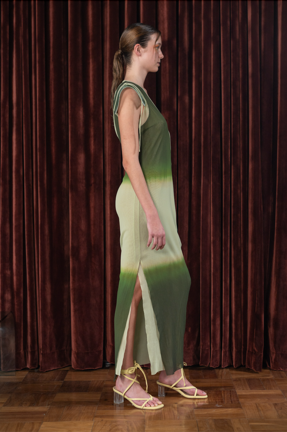 Mint Mantis V-Neck Column Dress