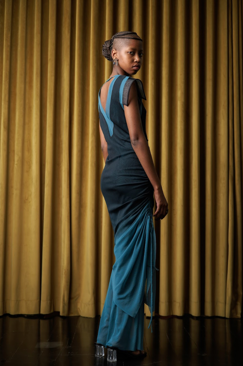 Berry Mantis V-Neck Column Dress