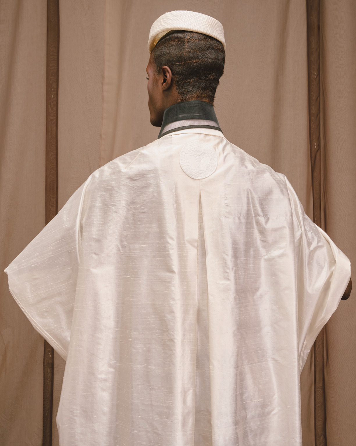 Off-White Silk Lamé Long Cocoon Shirt