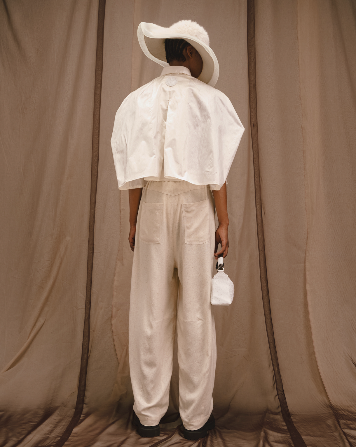 Light Weight Reclaimed Raw Rough Ecru Silk Signature Pants