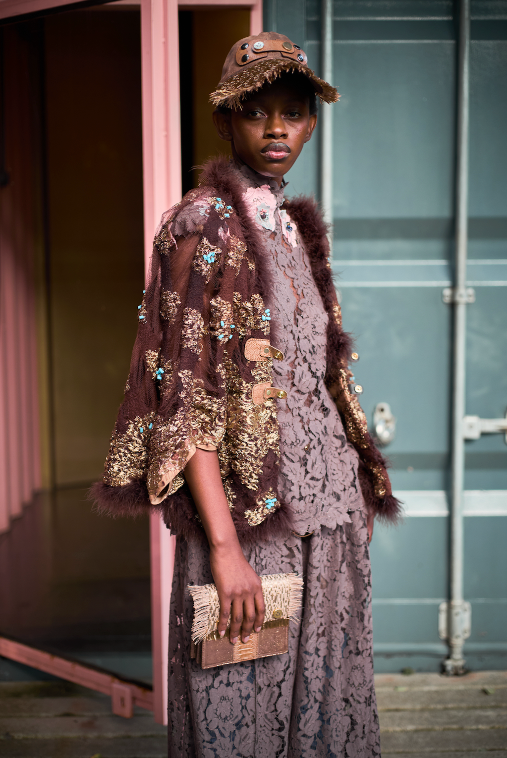 Hand-Felted Lace with Maribou Feathers and Hand-Beaded Shawl