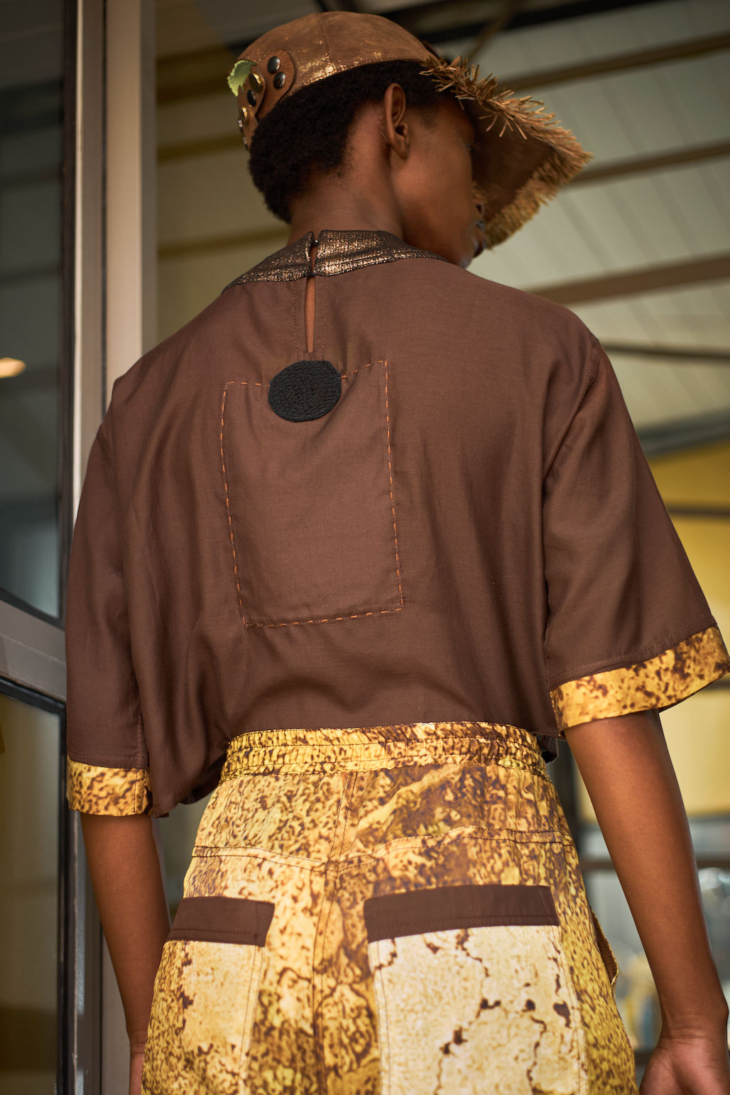 Hand-Embroidered Karoo Soil T-shirt in Silk Cotton