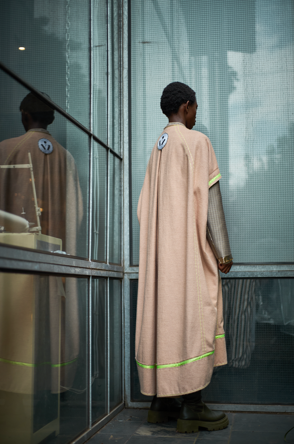 Lumo Green Boiled-Wool Cocoon Coat