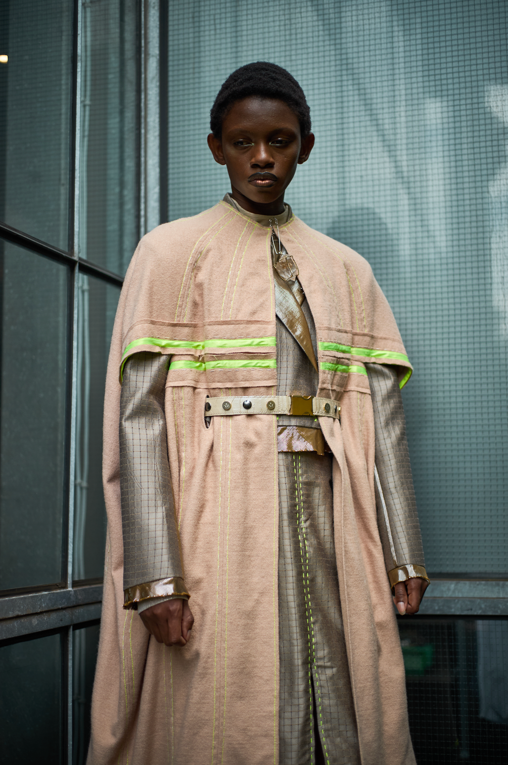 Lumo Green Boiled-Wool Cocoon Coat