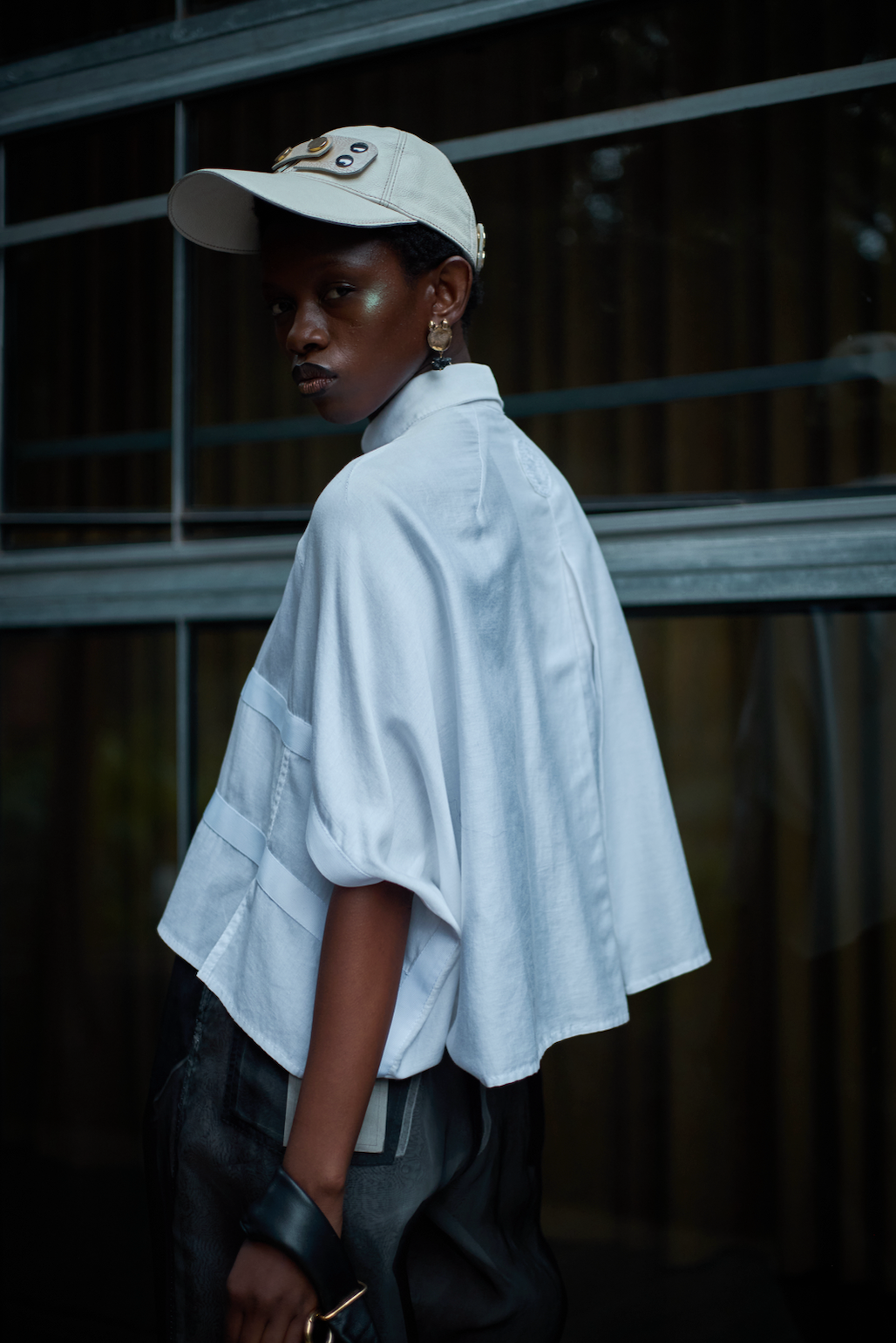 Nuvola Bianca Cropped Cocoon Shirt in Silk Cotton