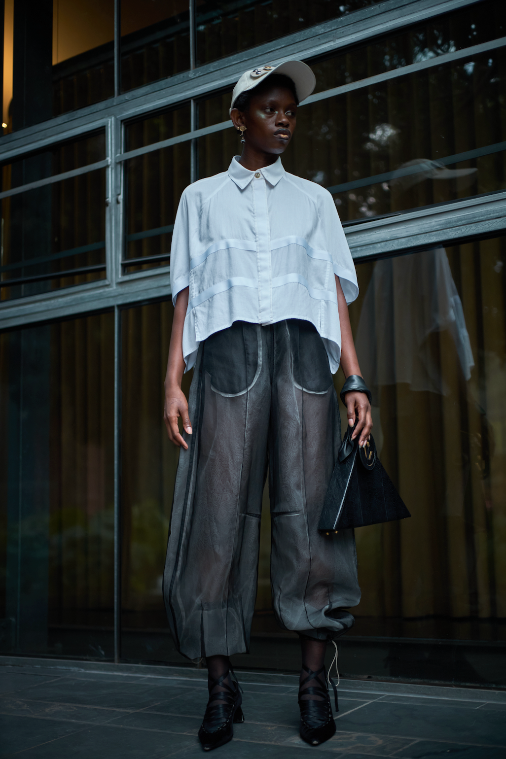 Nuvola Bianca Cropped Cocoon Shirt in Silk Cotton