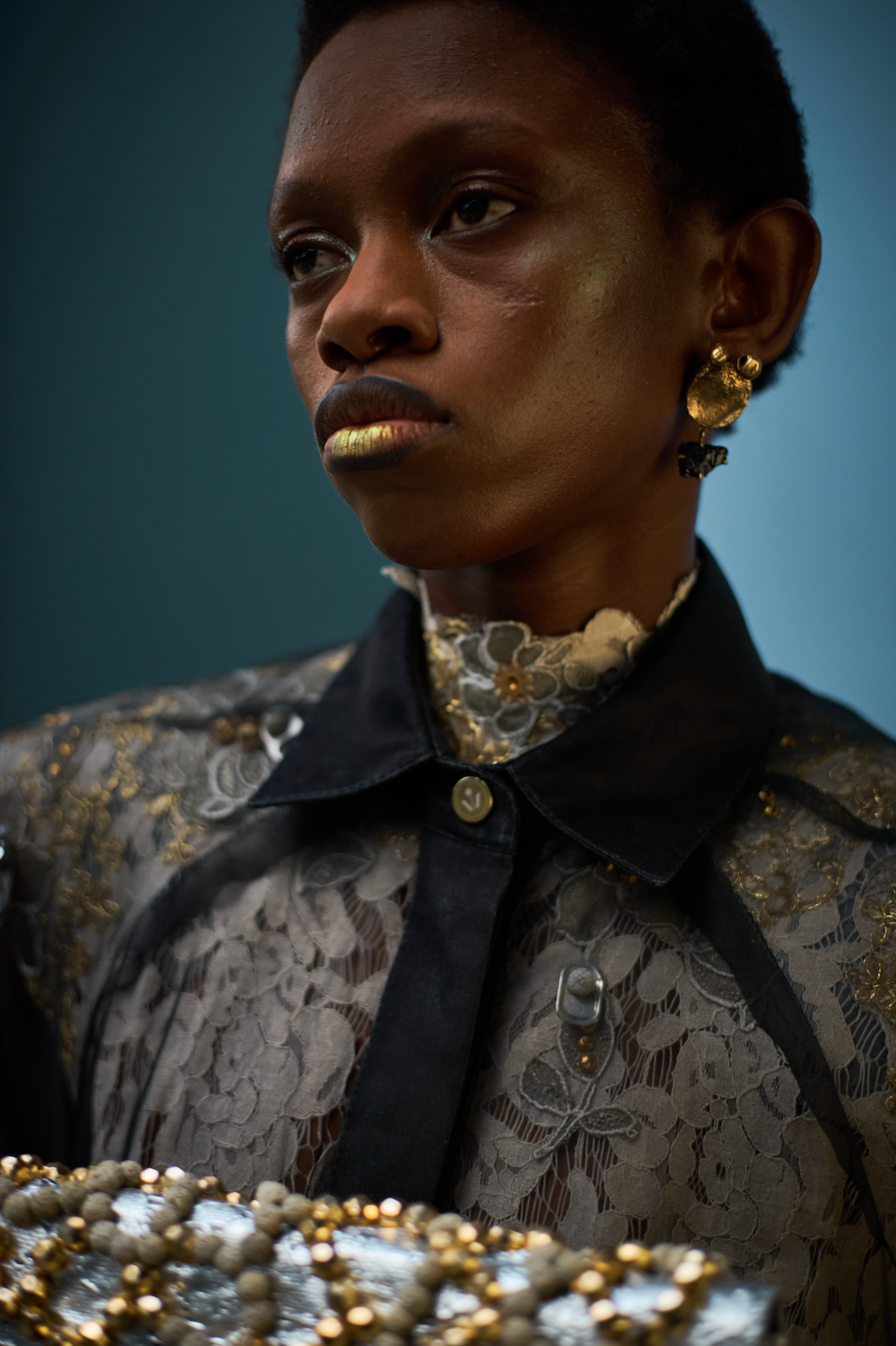 Rough Black Composite Earrings