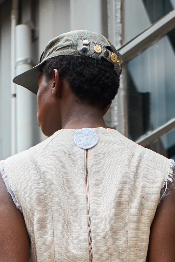 Moldavite Green Ostrich Leather Cap with Ostrich Shin Tabs