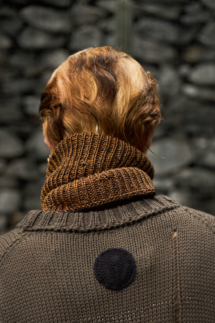 Vintage Viscose Knitted Collar 5 Buttons Brown