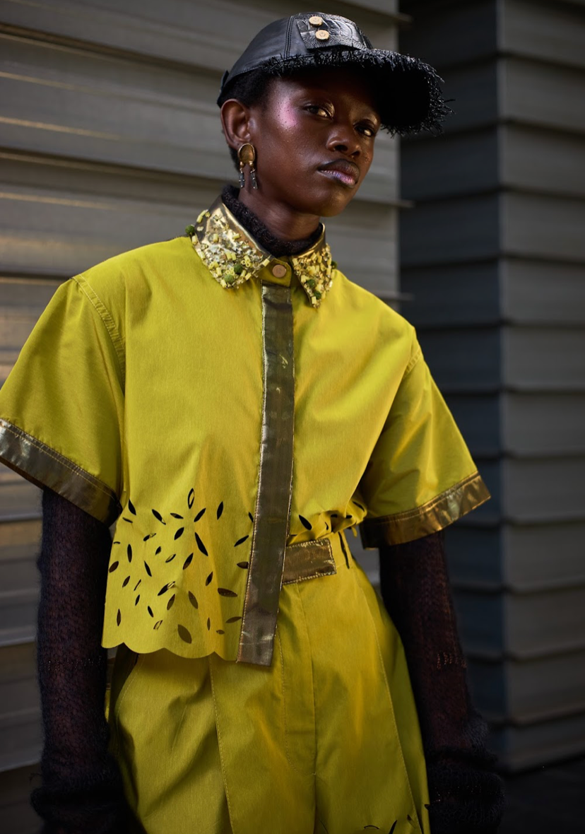 Buttons on a Sunflower Cropped Shirt