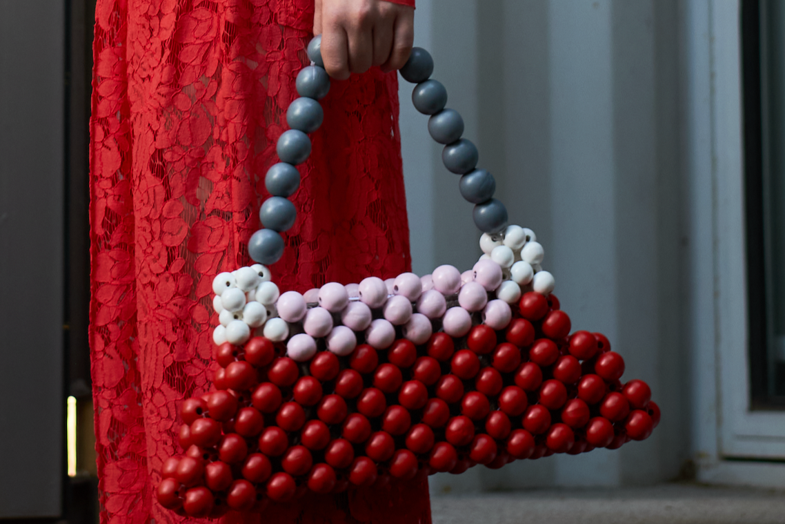 Strawberry Cream Abacus Beaded Bag