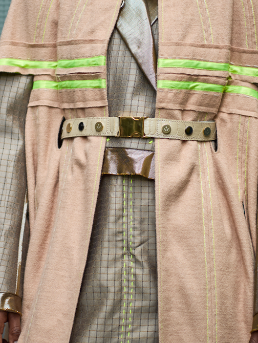 Beige Ostrich Shin Studded Belt