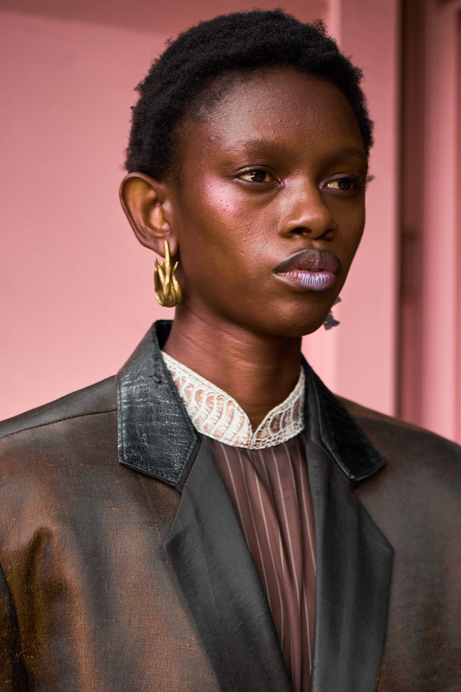 Brass Moulded Stud Earring