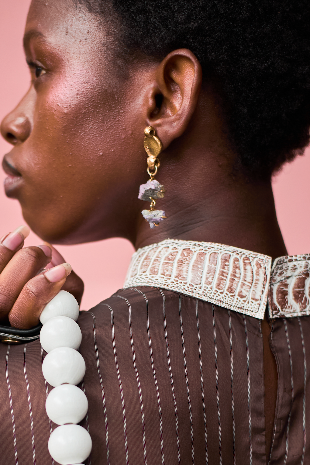 Rough Purple Composite Earrings