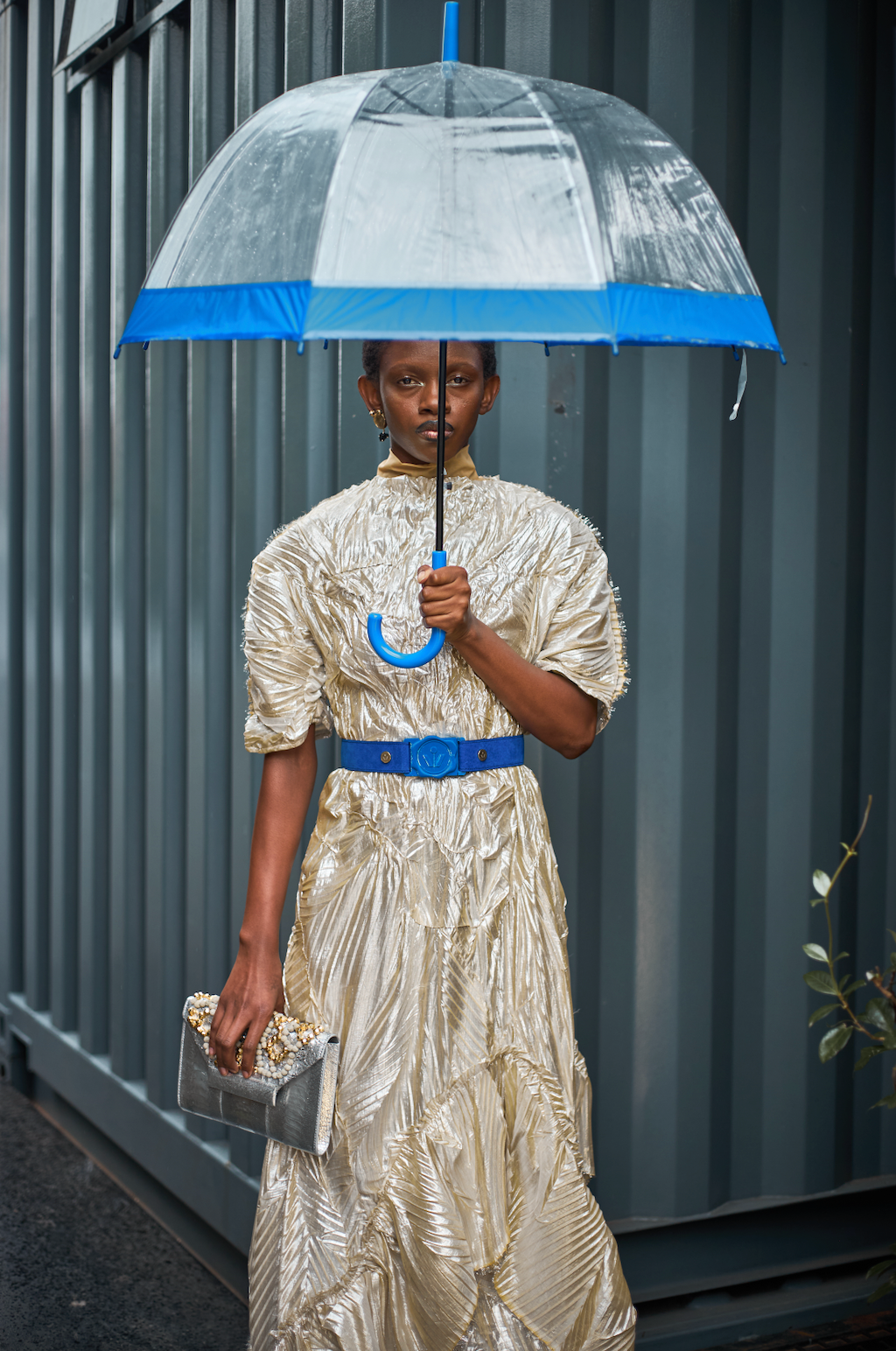 Gold Pleated Sculpted Dress