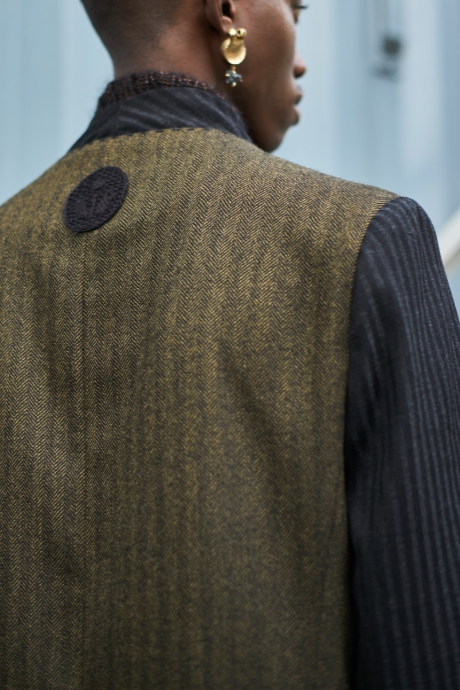 Khakibos Herringbone Kimono Wrap Jacket