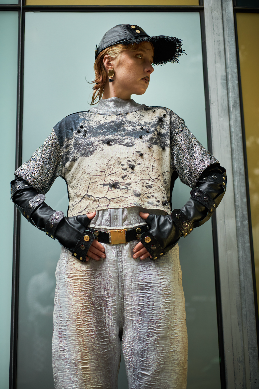 Eroded Soil Volcanic Beaded Cropped T-Shirt