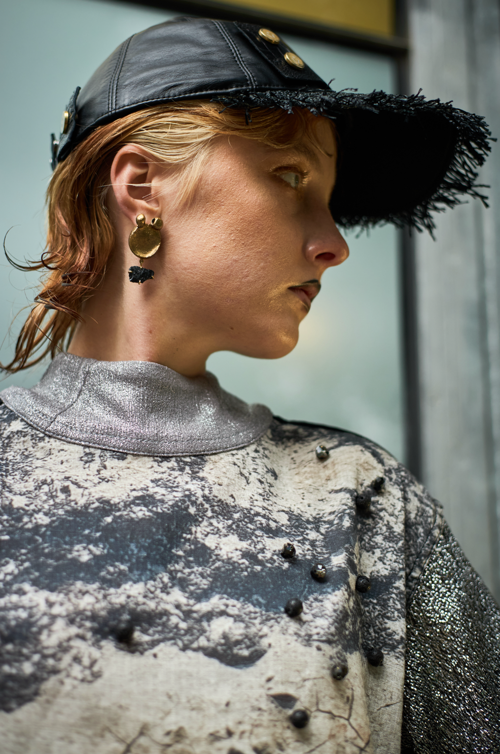 Eroded Soil Volcanic Beaded Cropped T-Shirt