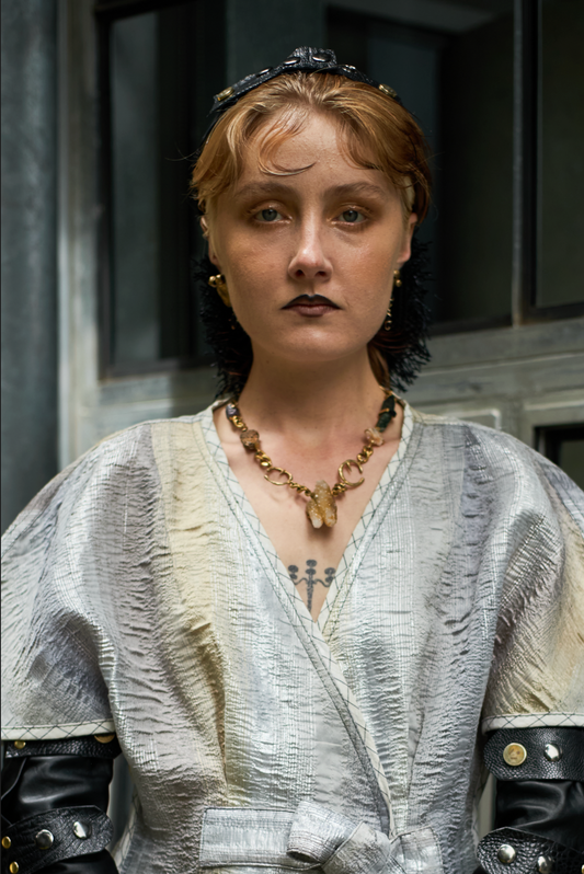 Brass and Crystal Choker Necklace