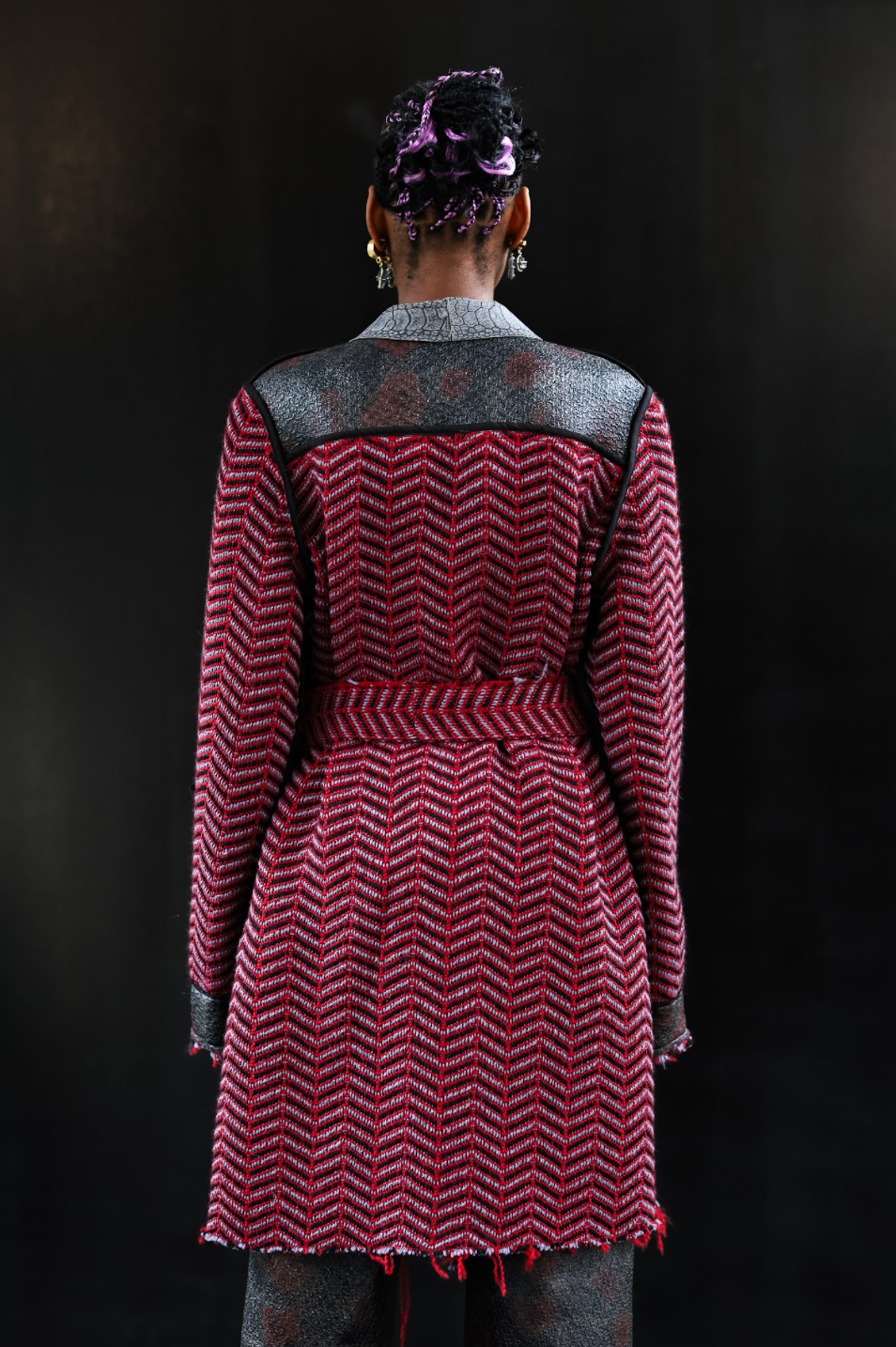 Red Liquorish Herringbone Coat, in Tweed Mohair