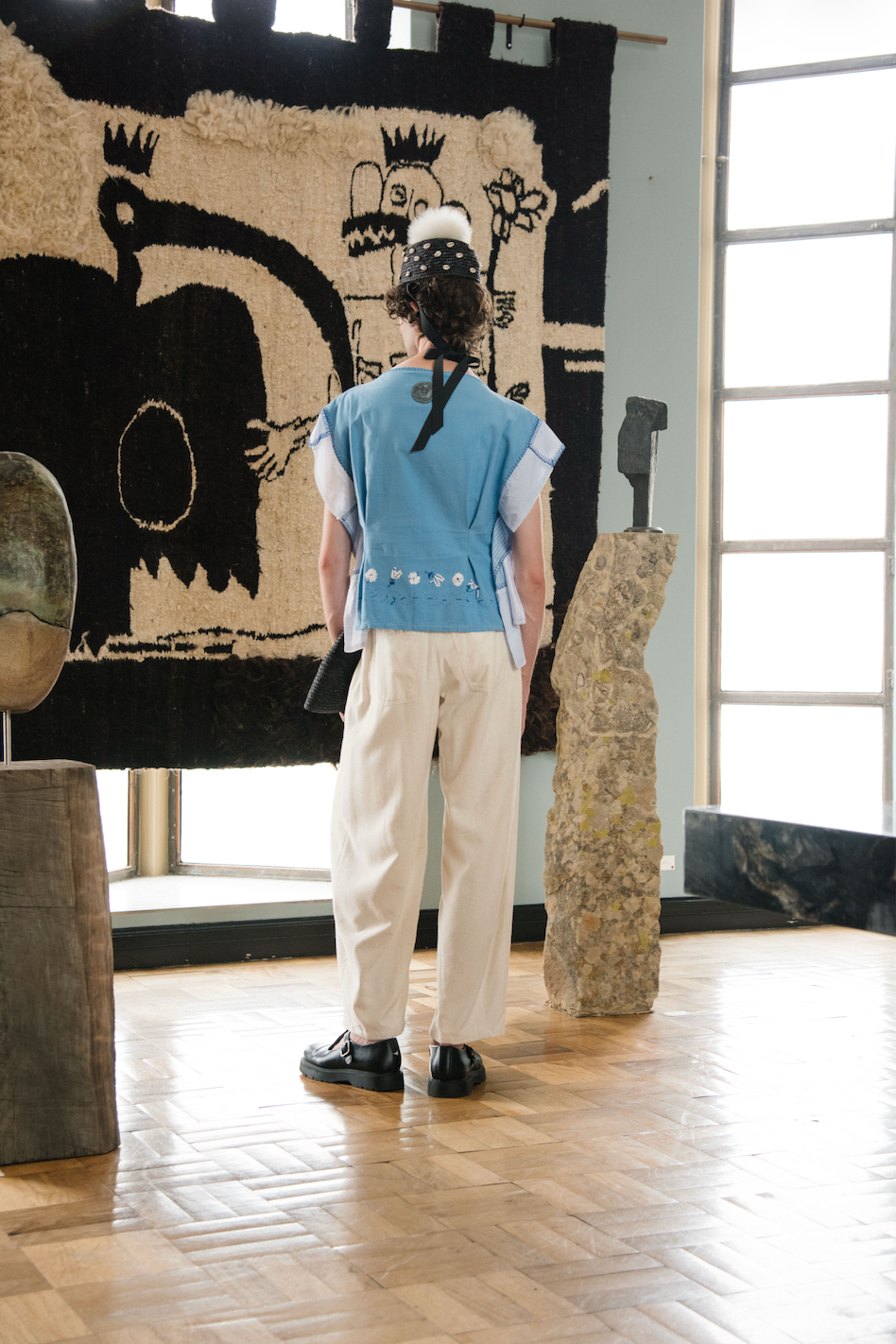 Light Weight Reclaimed Raw Rough Ecru Silk Signature Pants