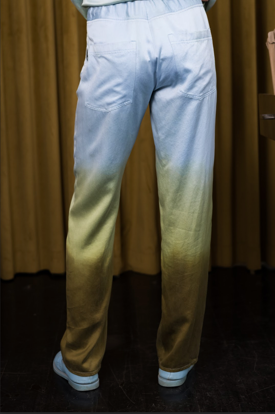Blue Jewels Cigarette Pants in Silk Habotai