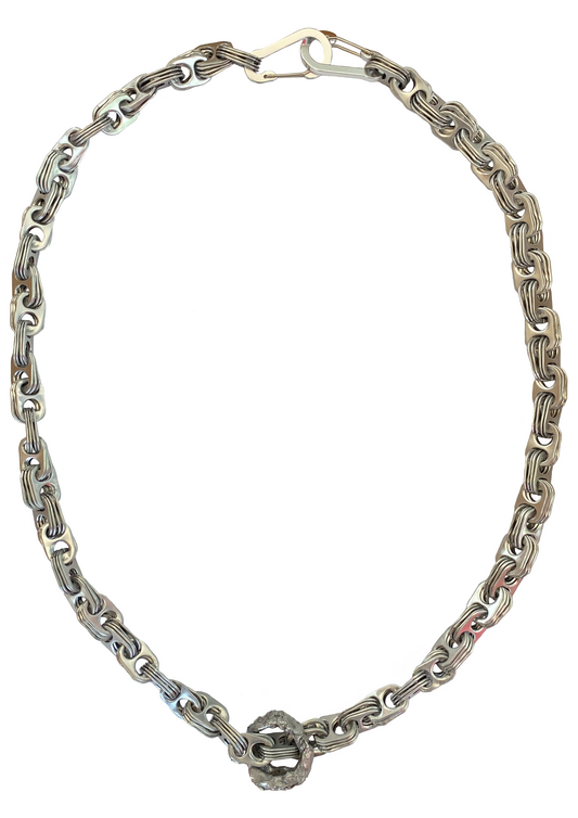 Recycled Can-Tab Chain Necklace and Artisanal Aluminium Ring