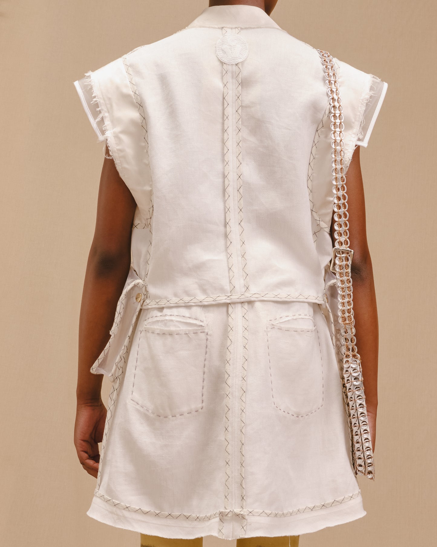 Reversible White Organic Hemp Linen Mini Skirt