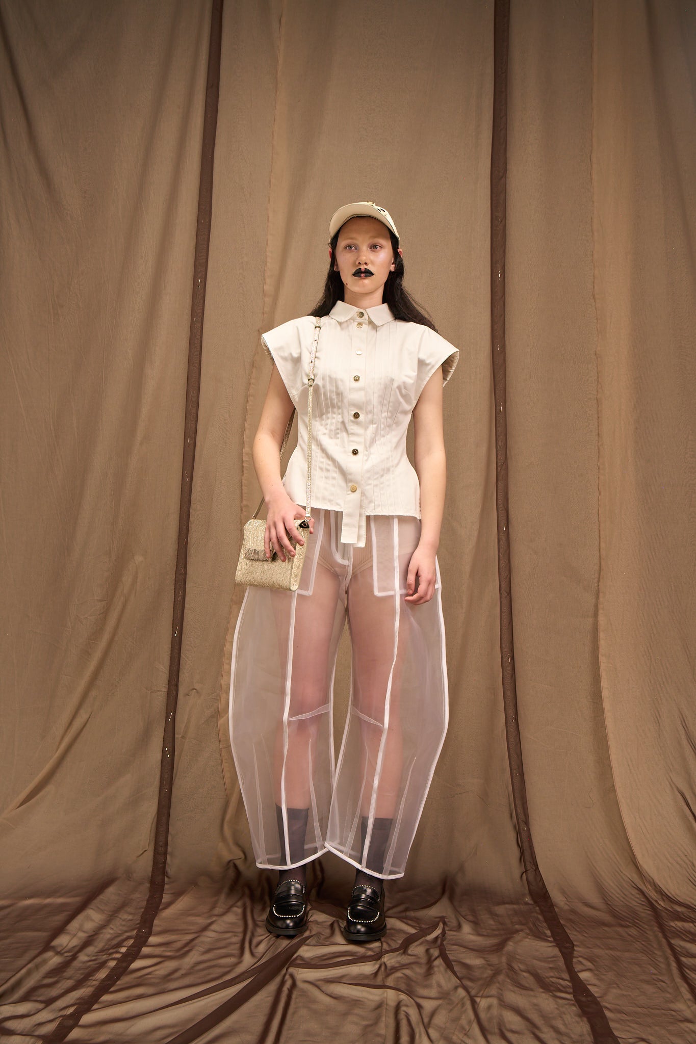 White Nylon Zibbon Signature Pants