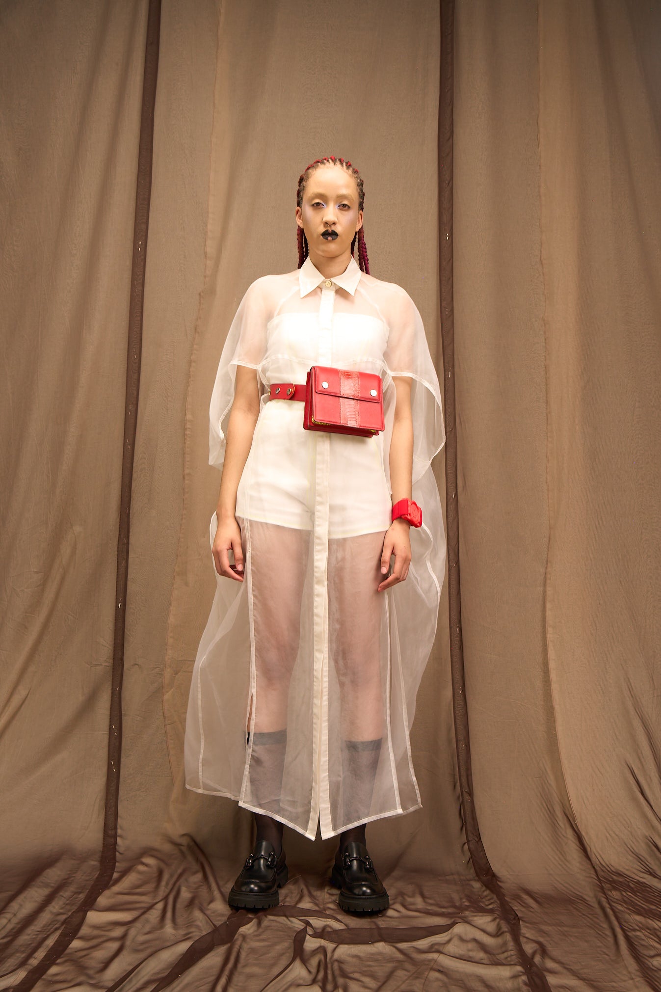 White Silk Organza Long Cocoon Shirt