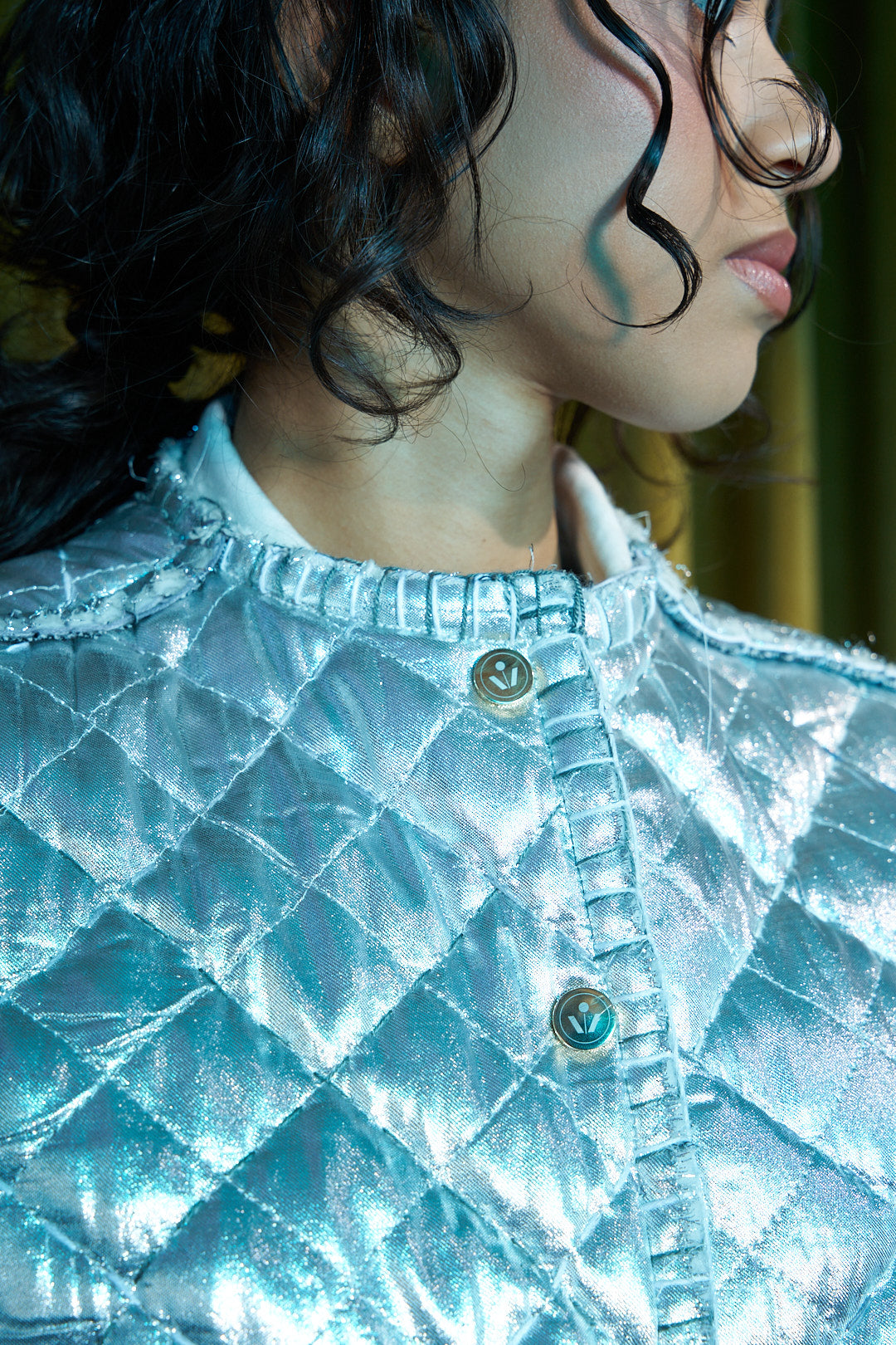 Round Neck Reversible Sashiko Blanket Stitched Cropped Gilet with 100% South African Wool Inner