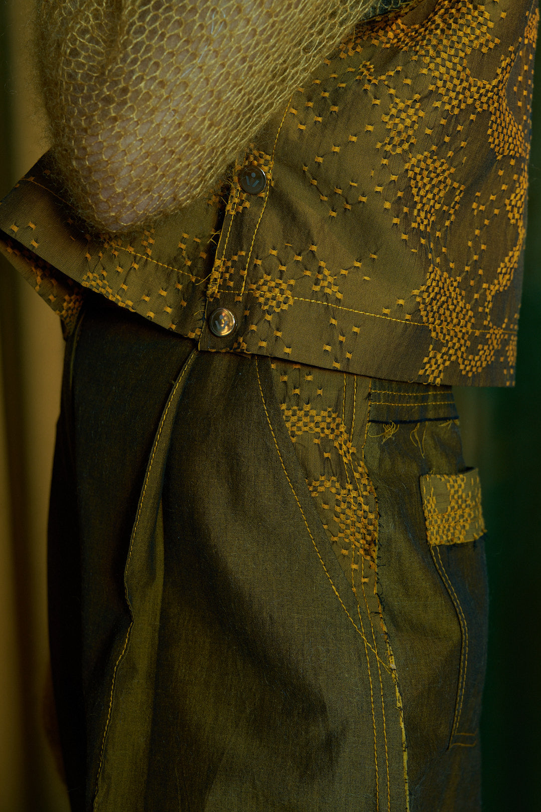 Limonite Cropped V-Neck Popper Vest
