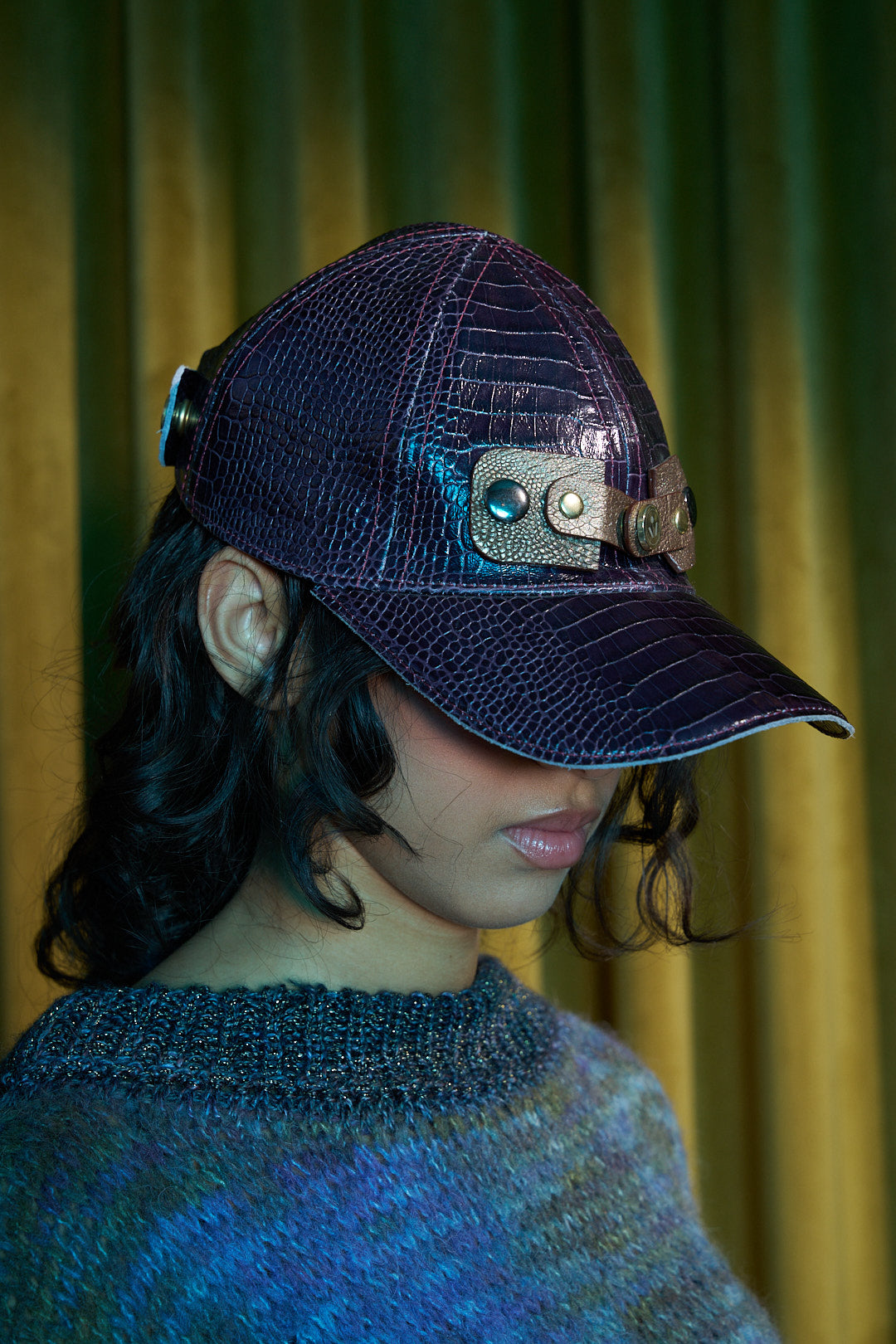 Deep Purple Leather Cap