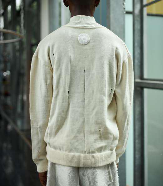 100% South African Merino Wool Ecru Cloud Tennis Shirt