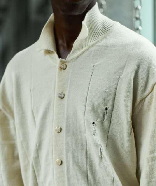 100% South African Merino Wool Ecru Cloud Tennis Shirt