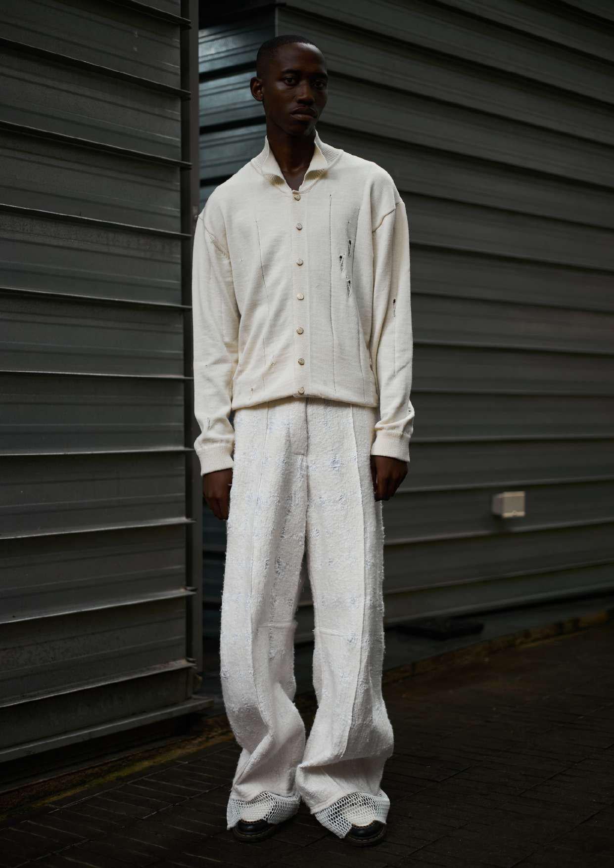 100% South African Merino Wool Ecru Cloud Tennis Shirt