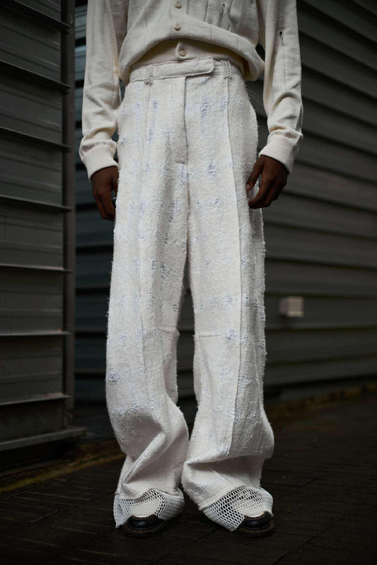 Artisanal 100% South African Merino Wool on Muslin Straight Cut Pants