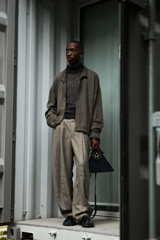 100% South African Merino Wool Sacred Geometric Plaid Signature Pants