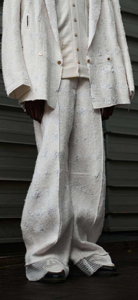 Artisanal 100% South African Merino Wool on Muslin Straight Cut Pants