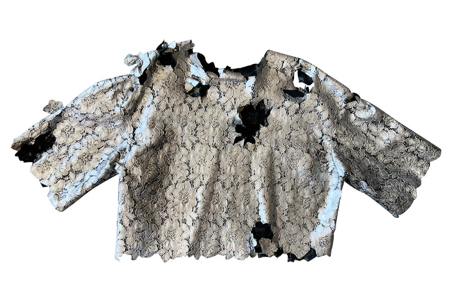 RUBBERISED GUIPURE LACE T-SHIRT