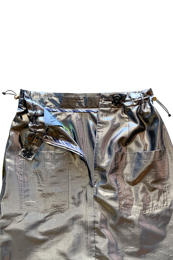 VINTAGE LAMÉ UPCYCLED NYLON FRILL SKIRT