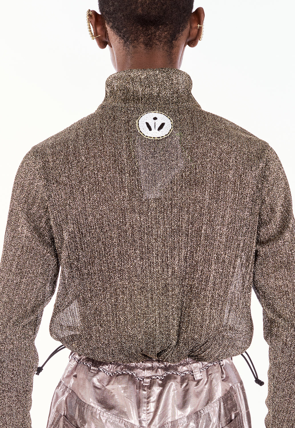 Shimmery Gold and Black Poloneck Top