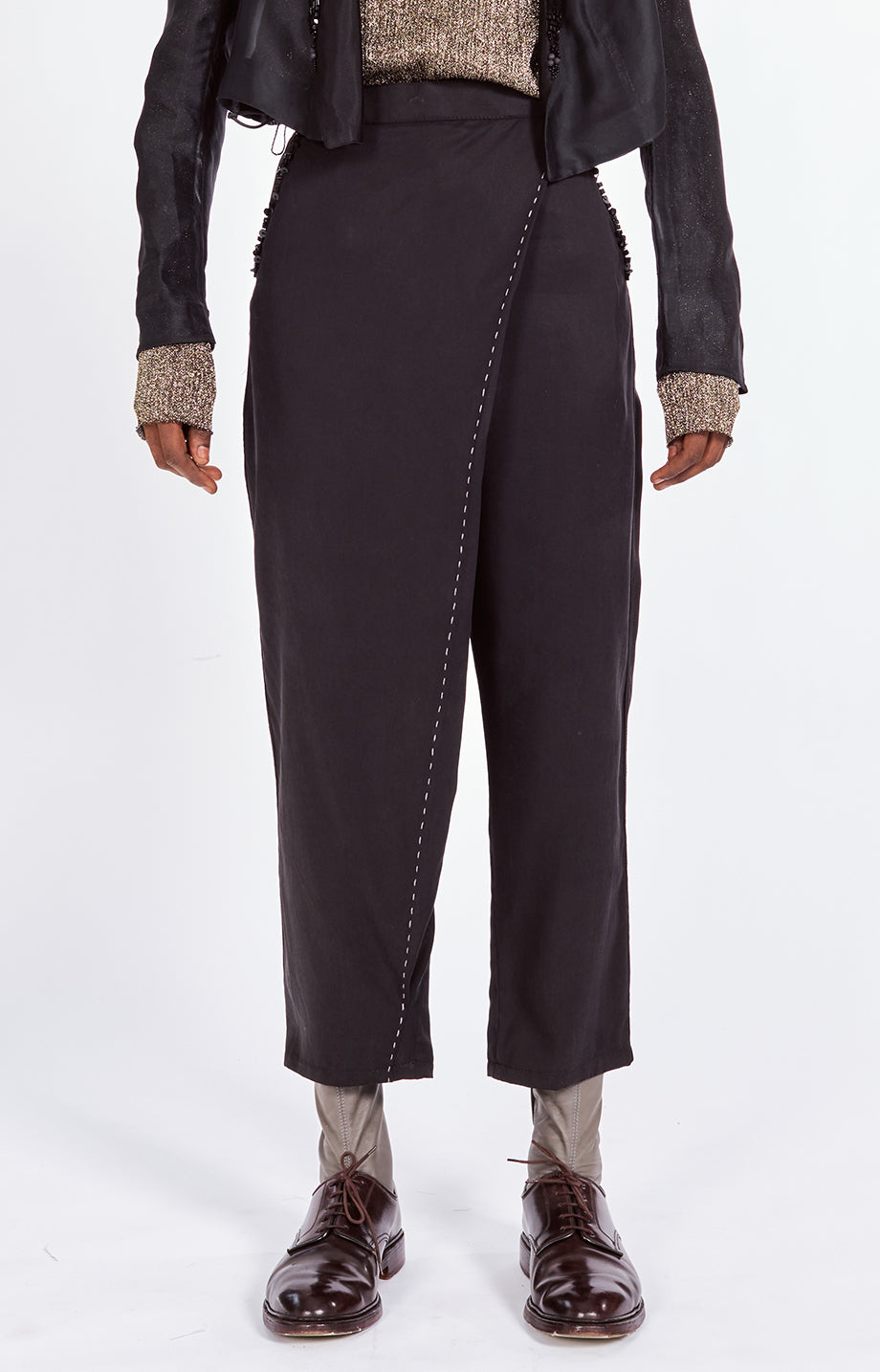 Artisanal Hand-beaded Wrap Pants