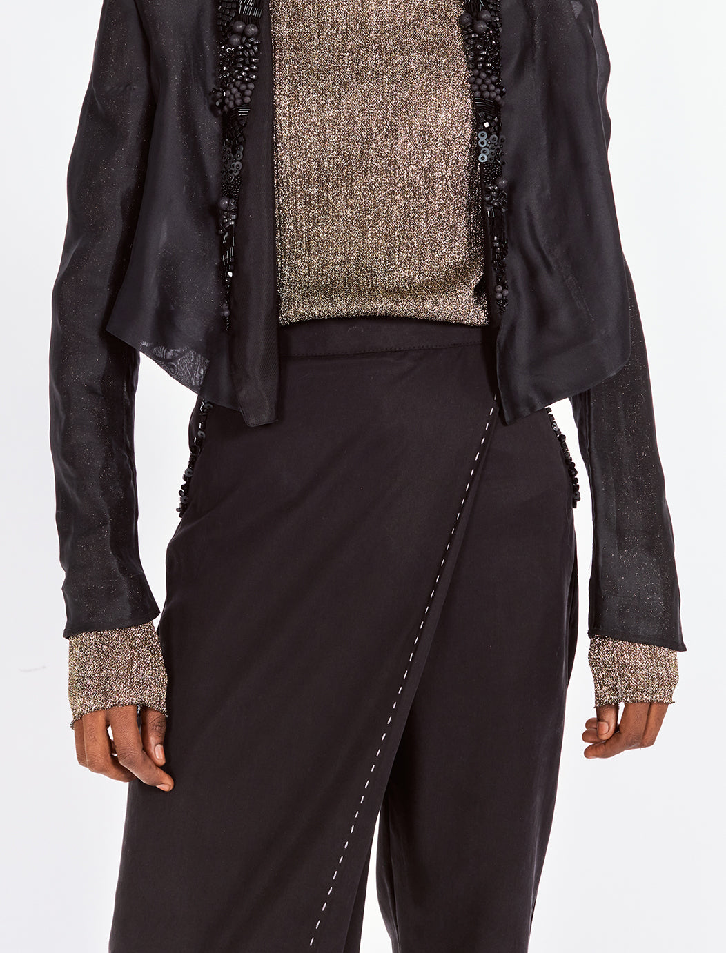 Artisanal Hand-beaded Wrap Pants