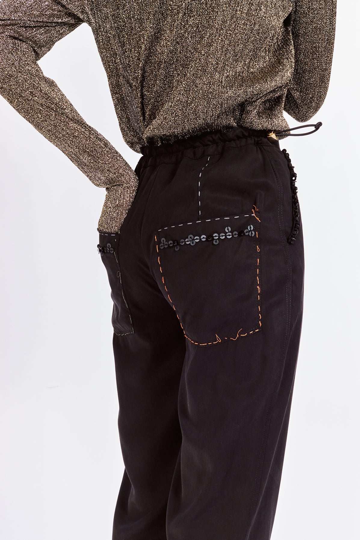 Artisanal Hand-beaded Wrap Pants