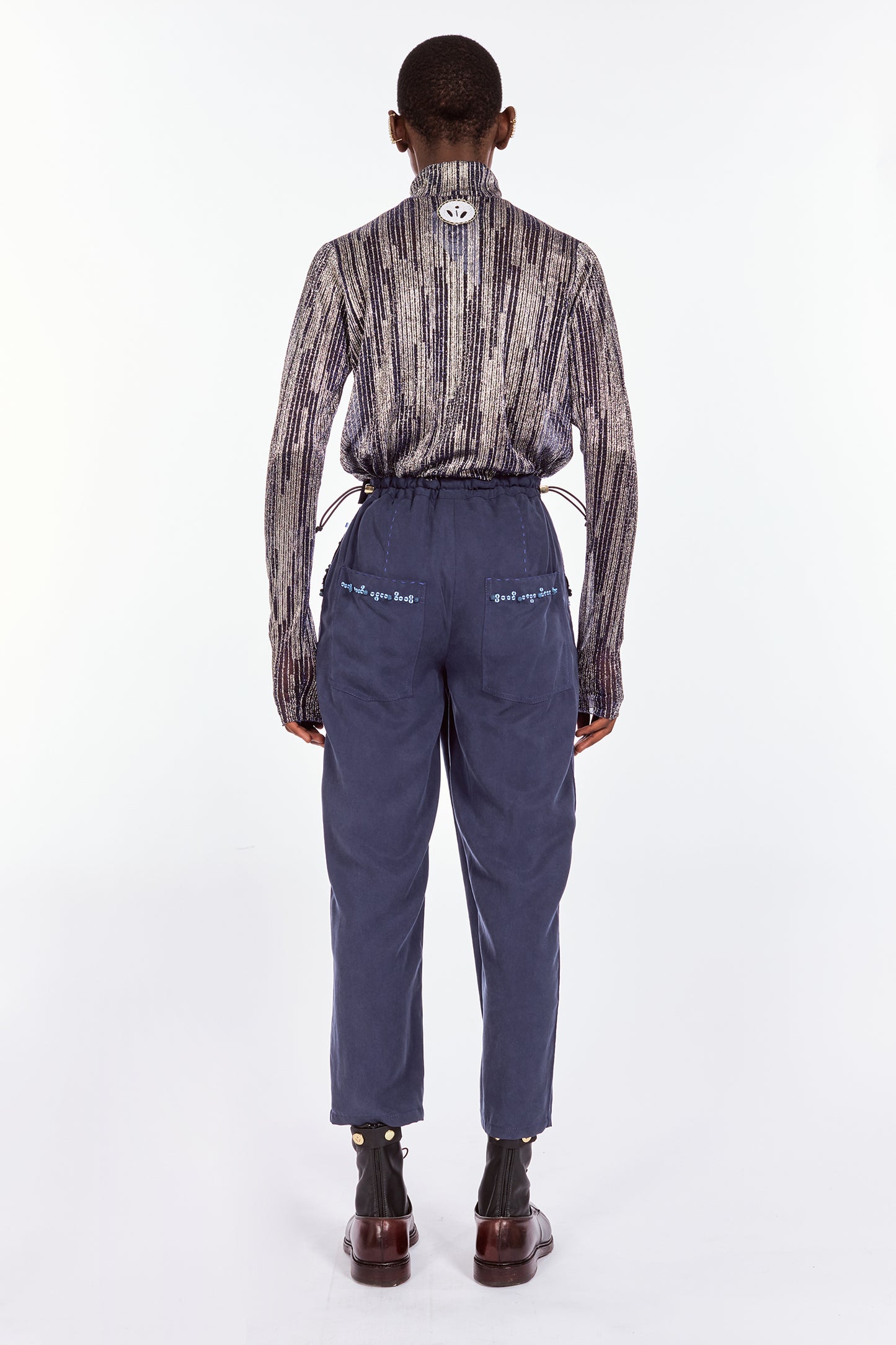 Artisanal Hand-beaded Wrap Pants