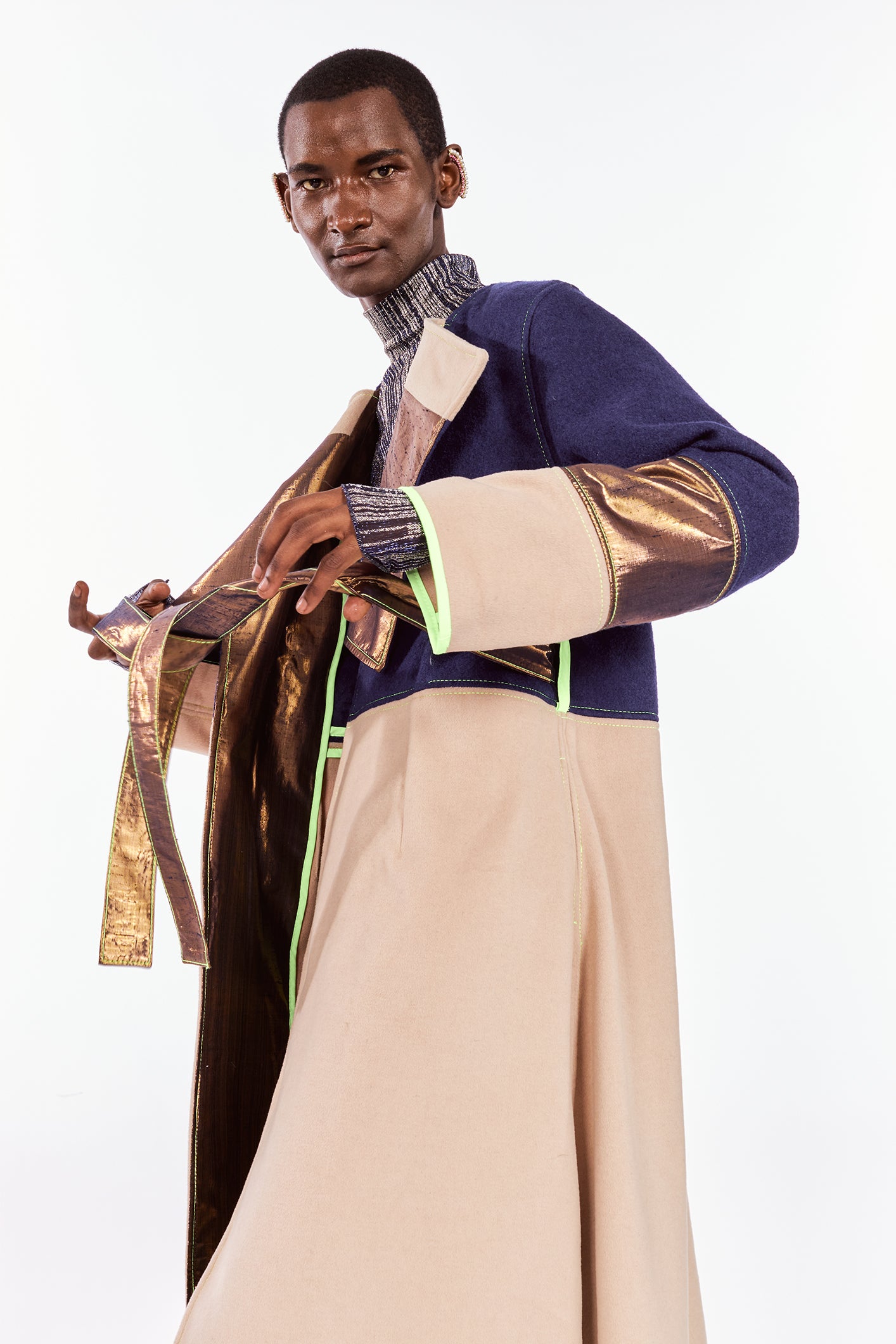 Blue Cashmere & Wool-Blended Coat