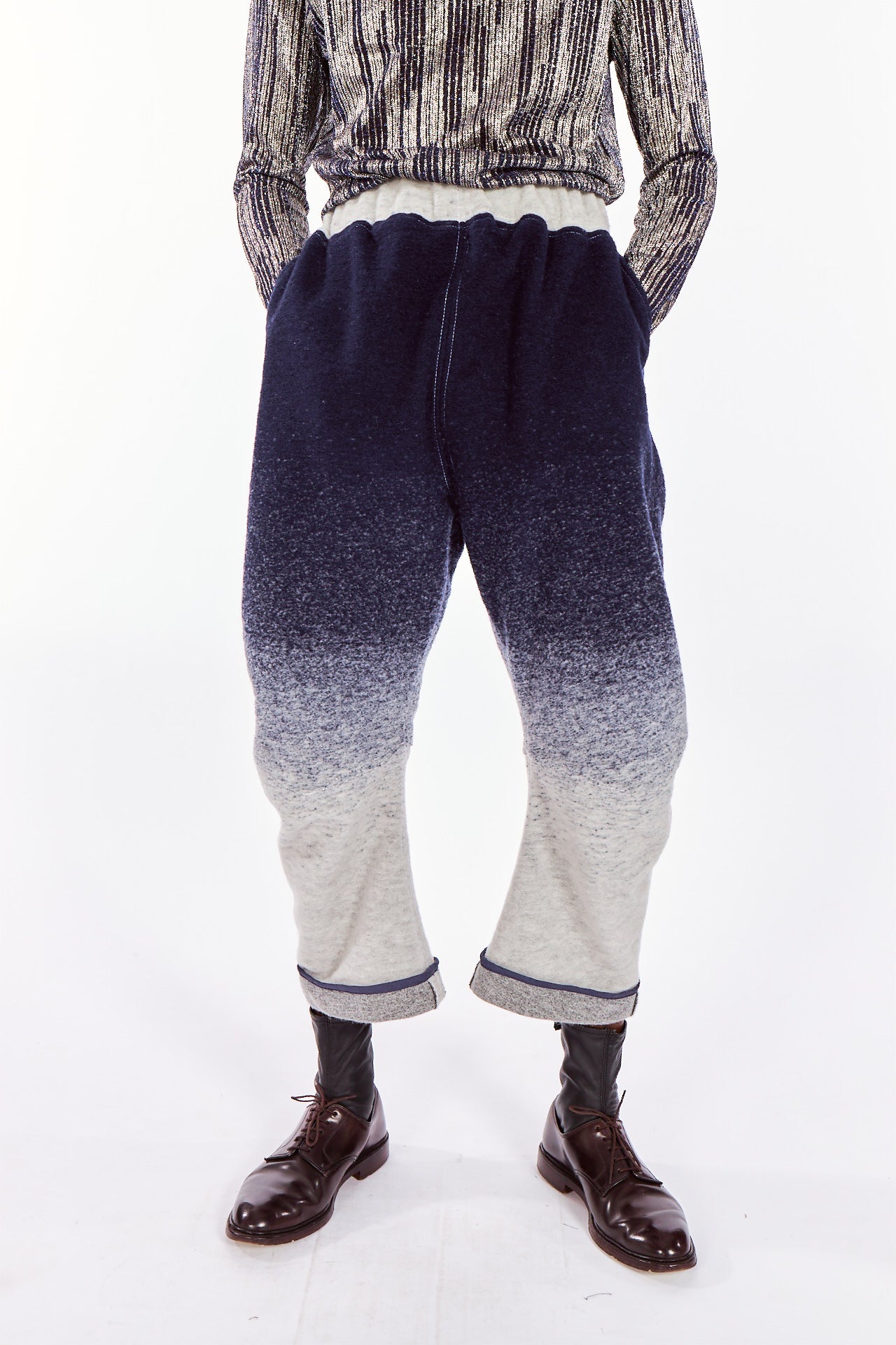 Blue & White Ombré Arched-leg Pants