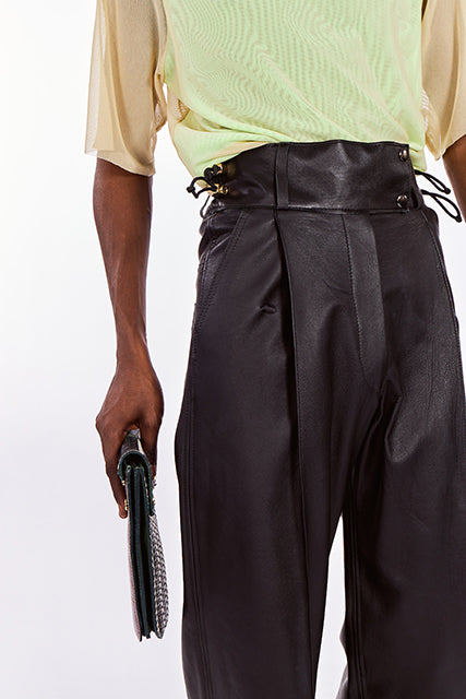 Straight-Cut Leather Pants