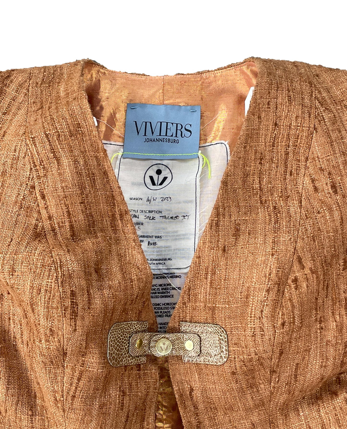 Sandra's Sculpted Karoo Dust, Deadstock Raw Silk Contoured Jacket